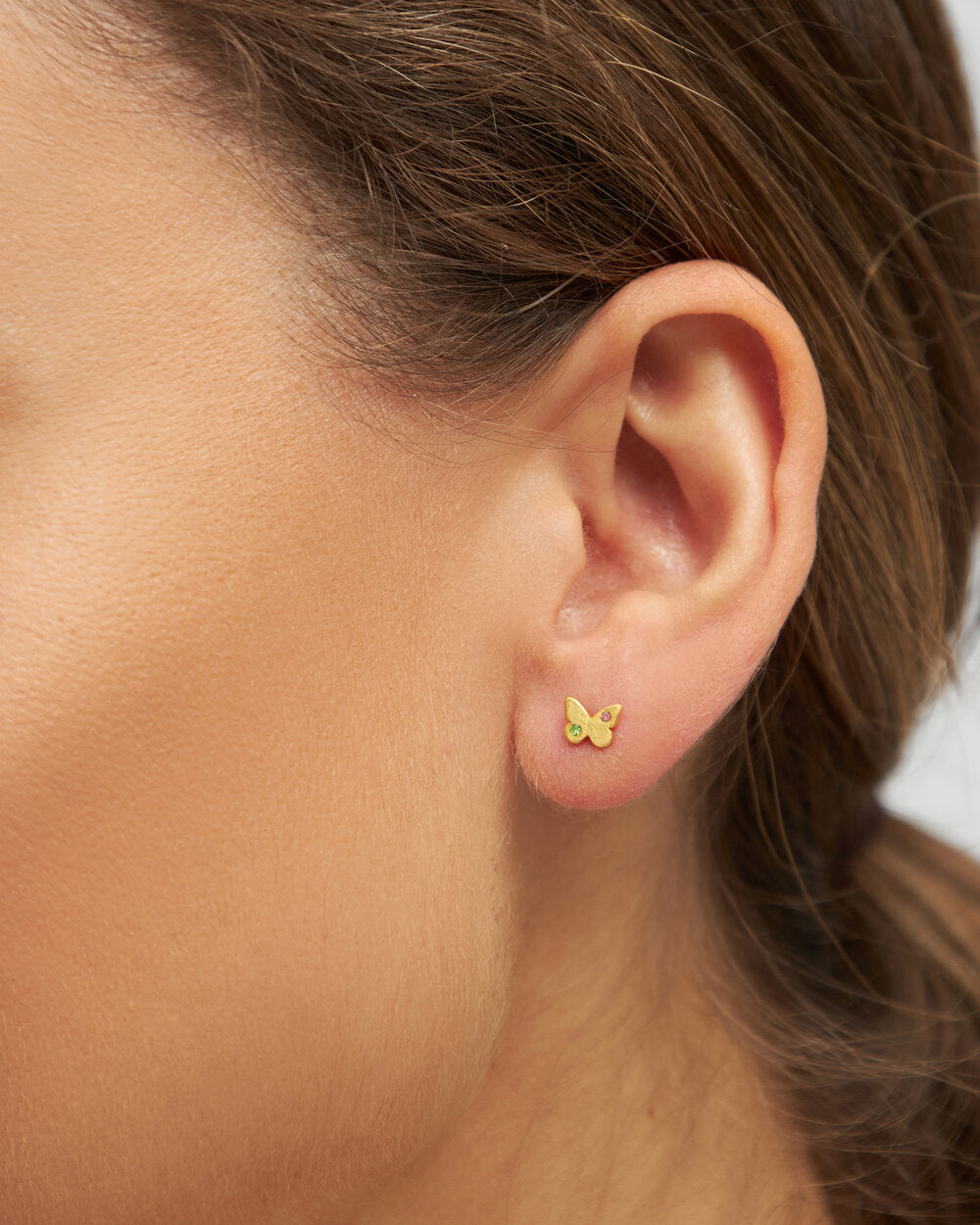 Sommerfugl ørestik - forgyldt